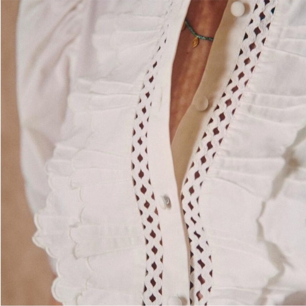 Sezane Waves Blouse in Ecru 38/6 - Picture 4 of 10